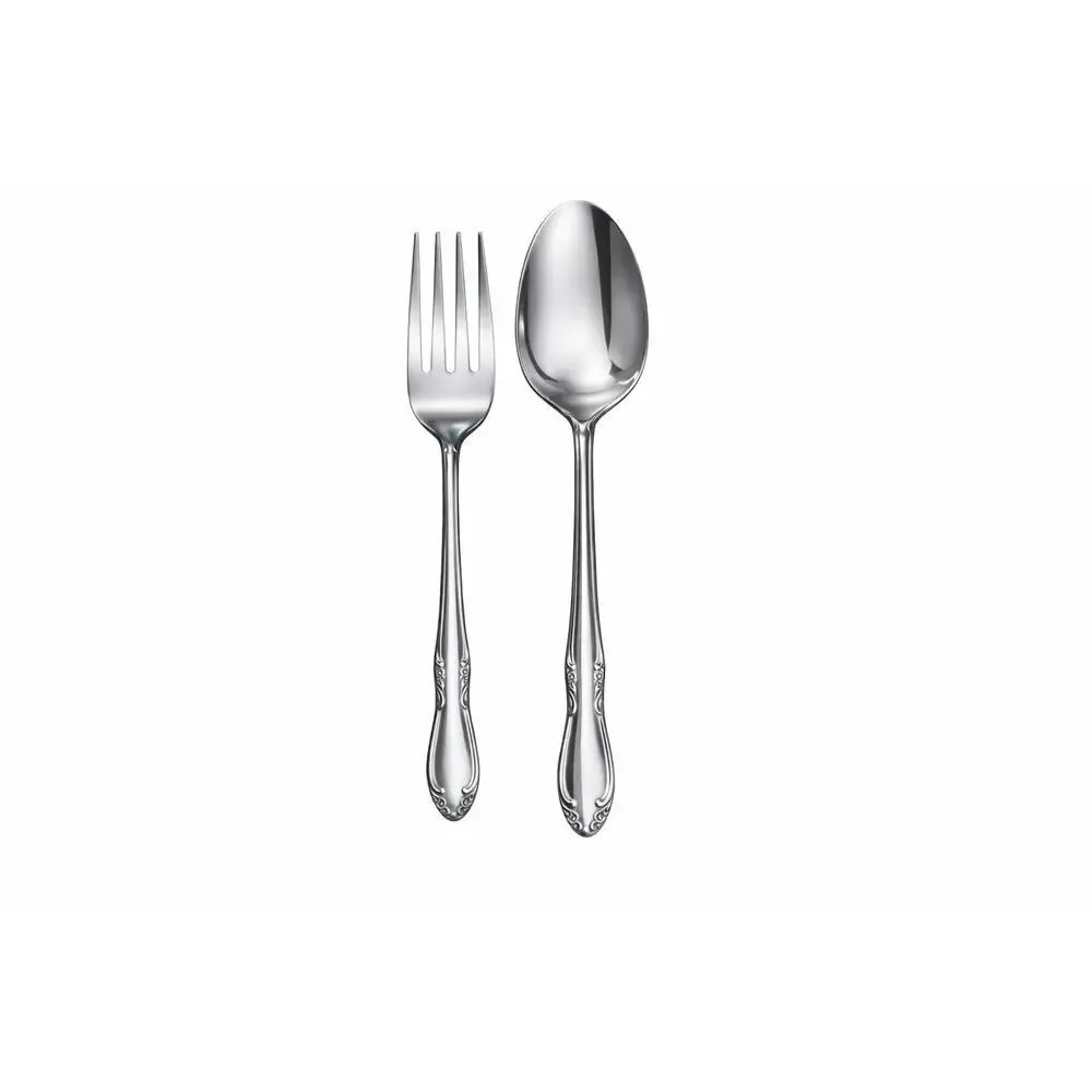 Oneida Stainless Dinner Spoon & Salad Fork Set Scroll Rose Tip Flatware Replace